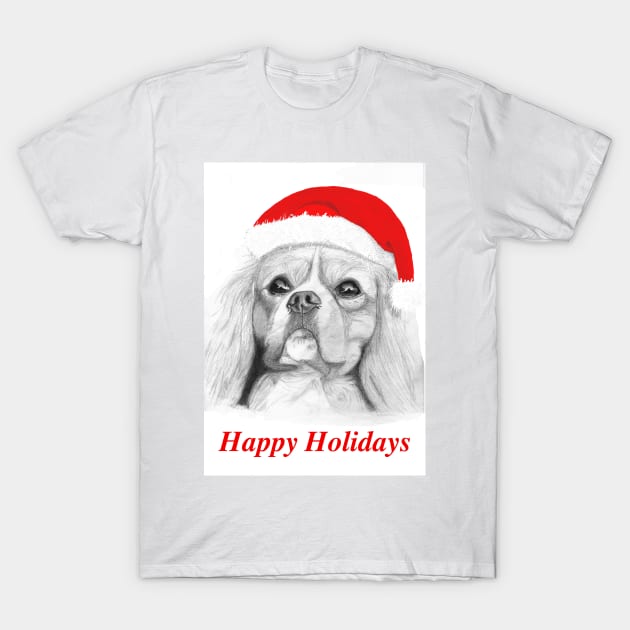 Happy Holidays Cavalier King Charles Spaniel T-Shirt by DavidASmith